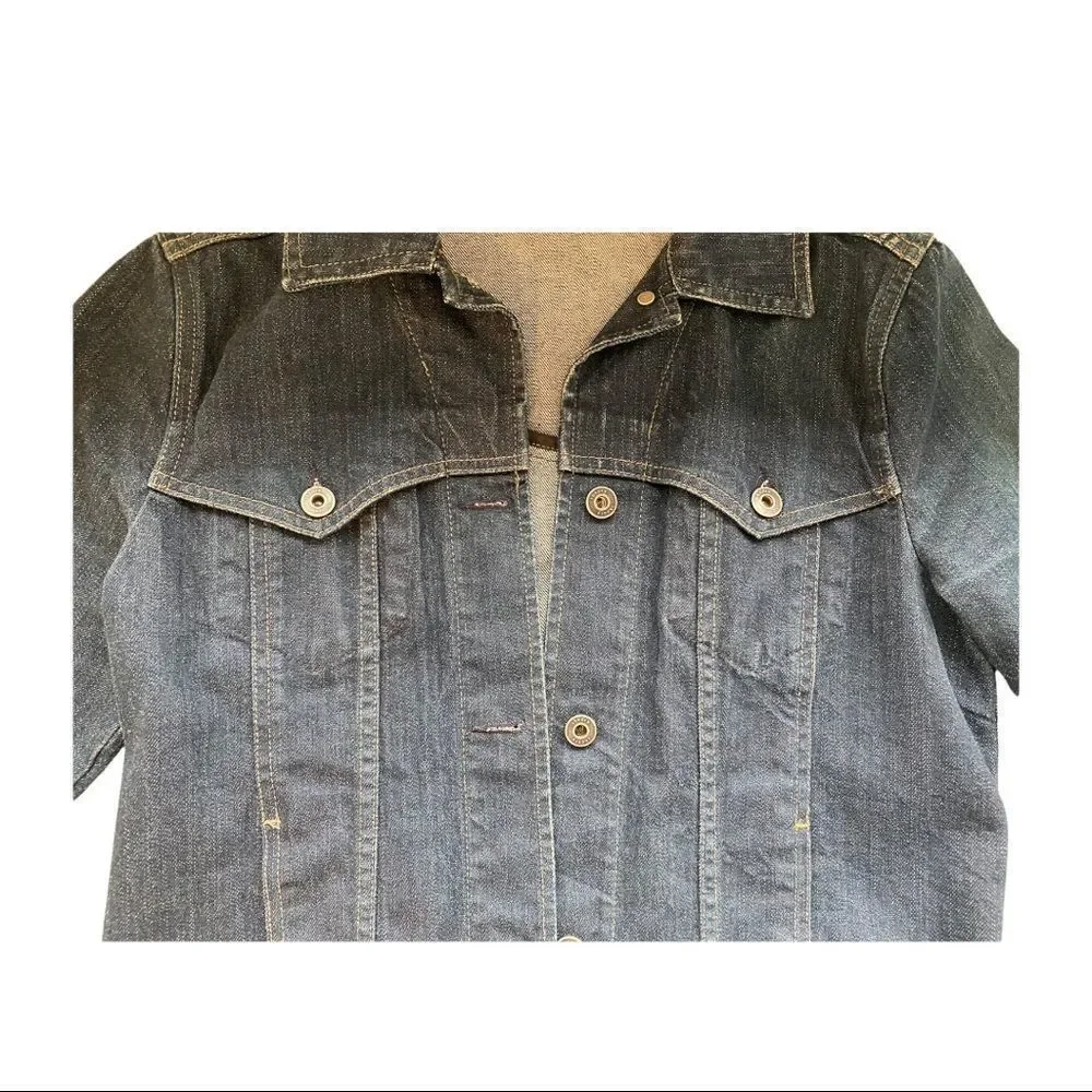 Theory Women's Dark Denim Jean Jacket size M - Picture 5 of 11